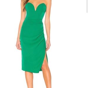 Revolve midi strapless green dress in size M